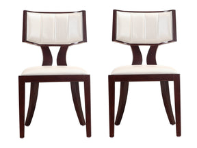 Pulitzer Dining Chair (Set of Two) in Pearl White and Walnut by Manhattan Comfort at Eve Furniture