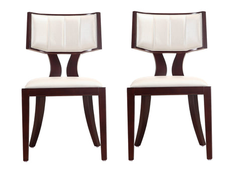 Pulitzer Dining Chair (Set of Two) in Pearl White and Walnut by Manhattan Comfort at Eve Furniture