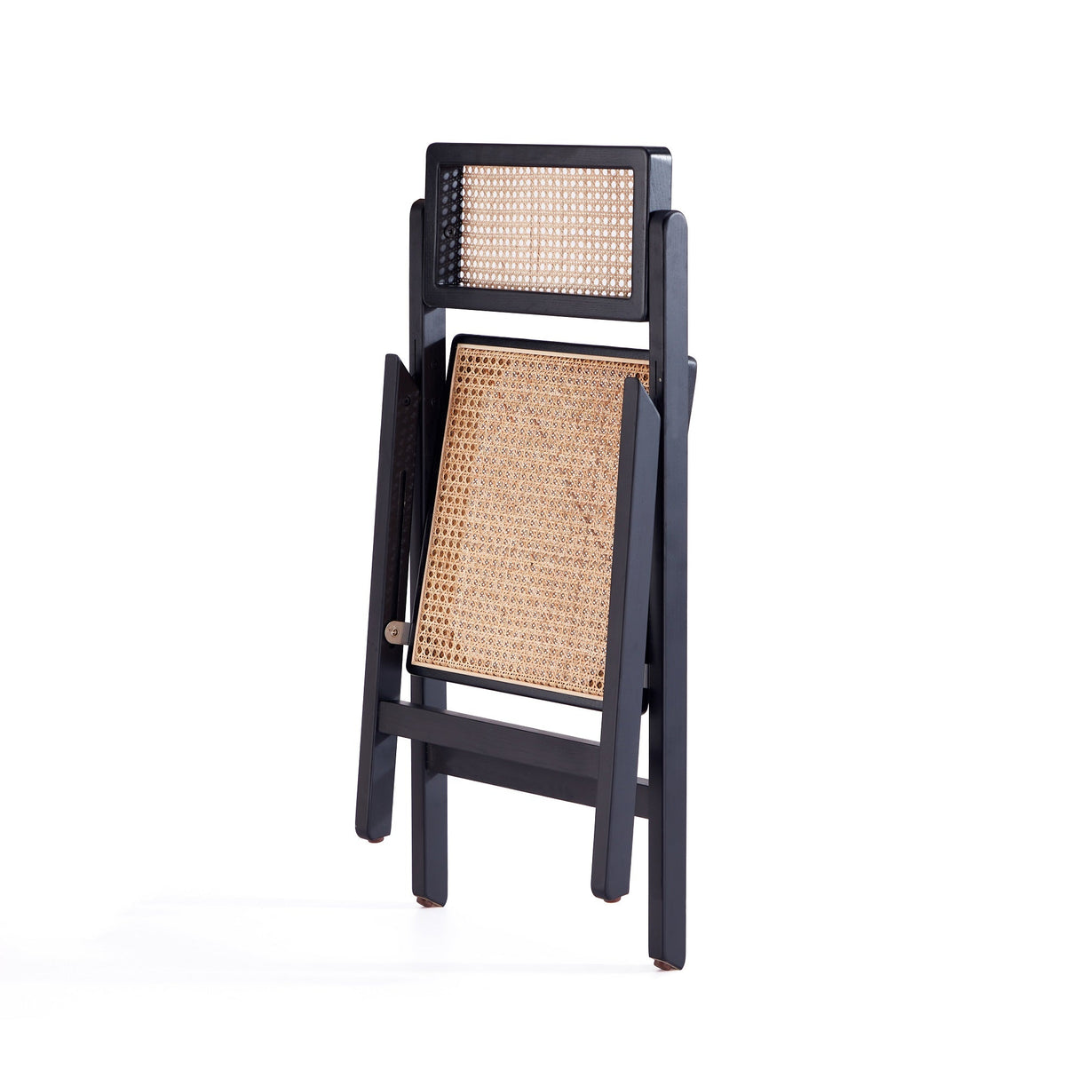 Pullman Folding Dining Chair in Black and Natural Cane (set of 2) by Manhattan Comfort at Eve Furniture