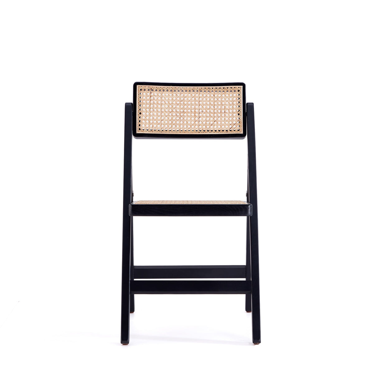 Pullman Folding Dining Chair in Black and Natural Cane (set of 2) by Manhattan Comfort at Eve Furniture