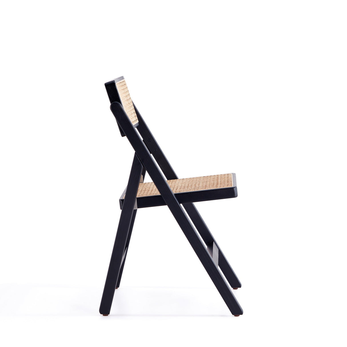 Pullman Folding Dining Chair in Black and Natural Cane (set of 2) by Manhattan Comfort at Eve Furniture