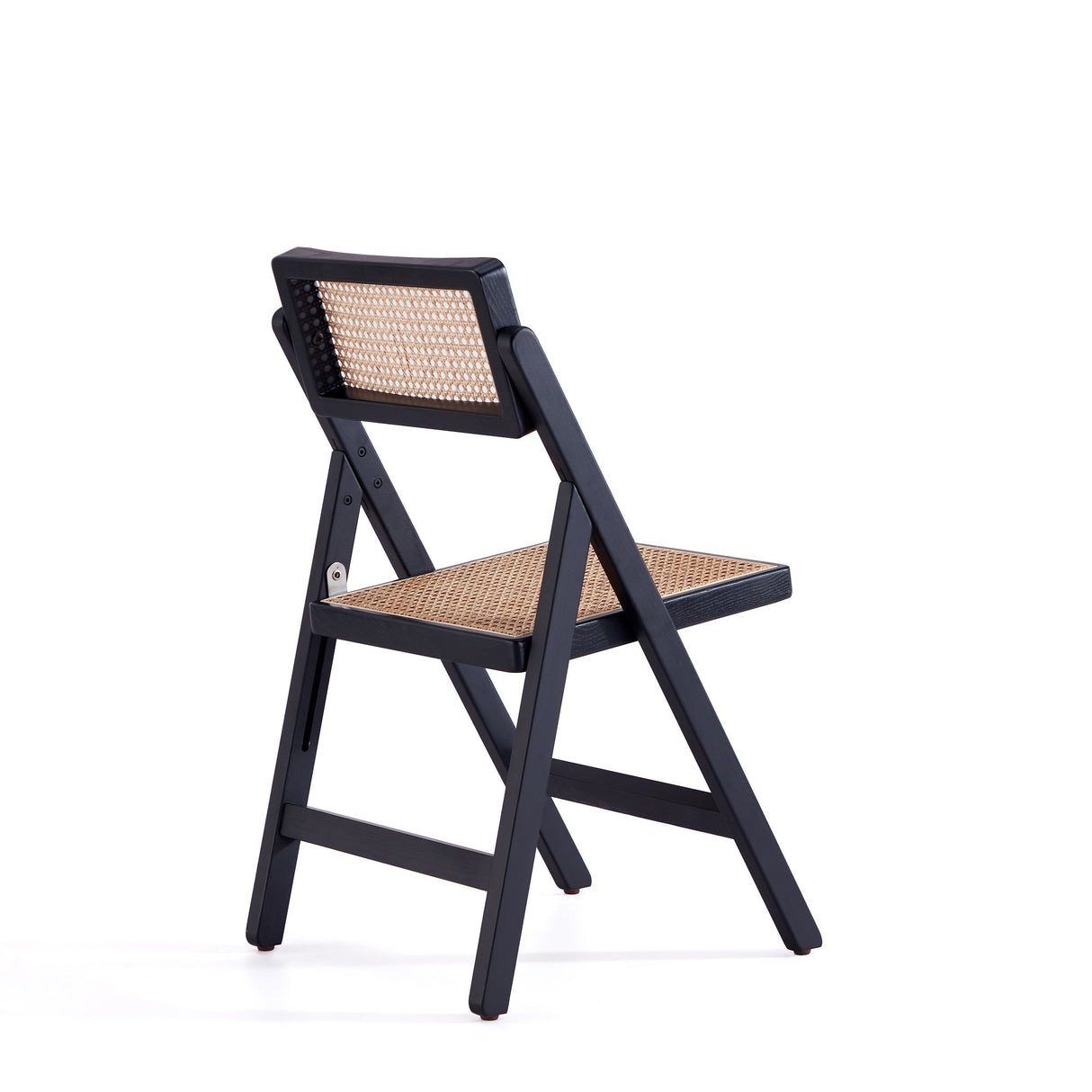Pullman Folding Dining Chair in Black and Natural Cane (set of 2) by Manhattan Comfort at Eve Furniture