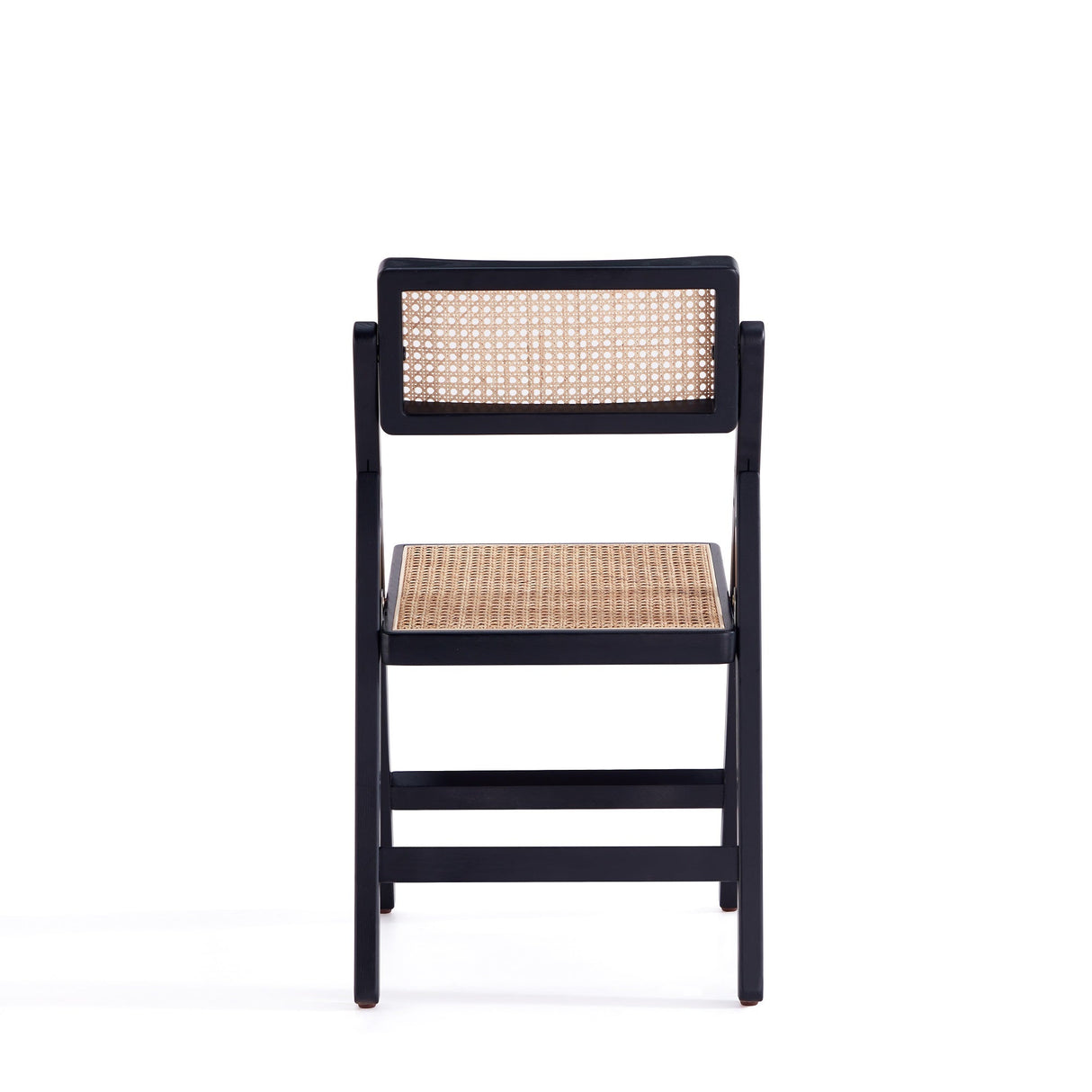 Pullman Folding Dining Chair in Black and Natural Cane (set of 2) by Manhattan Comfort at Eve Furniture