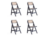 Pullman Folding Dining Chair in Black and Natural Cane (set of 4) by Manhattan Comfort at Eve Furniture