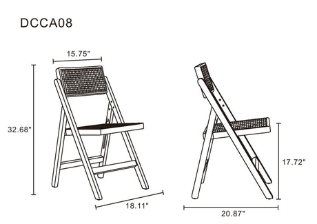 Pullman Folding Dining Chair in Nature Cane (set of 4) by Manhattan Comfort at Eve Furniture