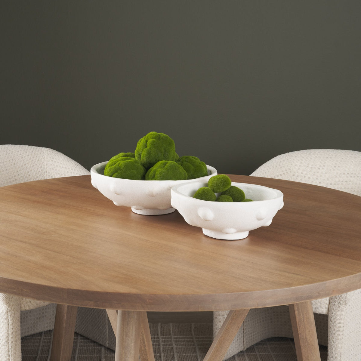 Punto Small White Paper Mache Dotted Centerpiece Bowl by Mercana at Eve Furniture