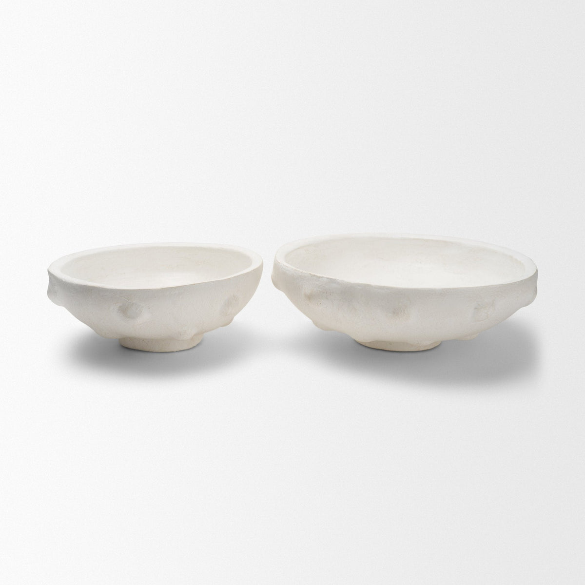 Punto Small White Paper Mache Dotted Centerpiece Bowl by Mercana at Eve Furniture