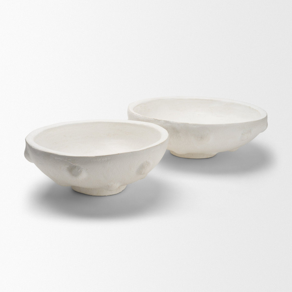 Punto Small White Paper Mache Dotted Centerpiece Bowl by Mercana at Eve Furniture