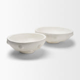 Punto Small White Paper Mache Dotted Centerpiece Bowl by Mercana at Eve Furniture