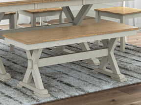 Purlaney Antique White/Natural 48" Dining Bench by Ashley at Eve Furniture