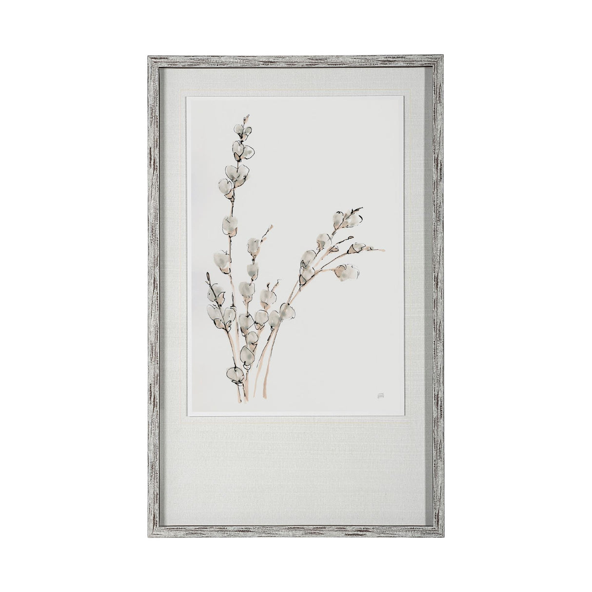 Pussy Willows V by Chris Paschke a Hand Embellished Textured Framed Art Print Matted under Glass by Mercana at Eve Furniture