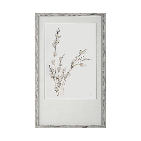 Pussy Willows V by Chris Paschke a Hand Embellished Textured Framed Art Print Matted under Glass by Mercana at Eve Furniture