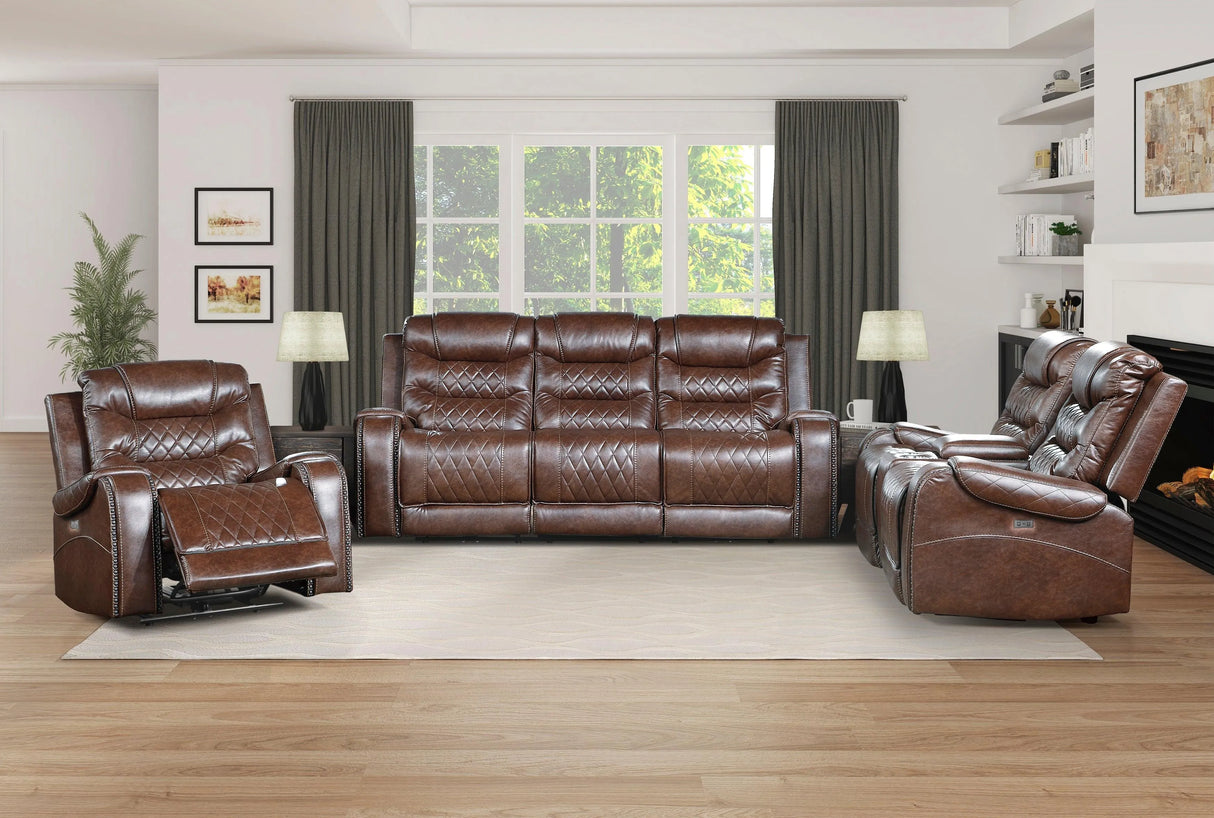 Putnam Brown Power Double Reclining Sofa by Homelegance at Eve Furniture
