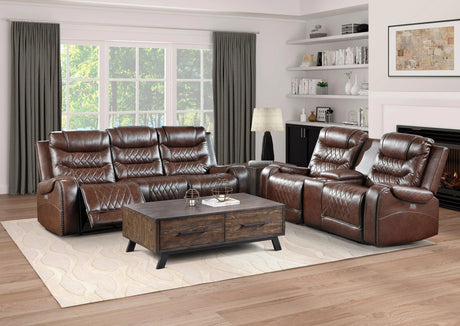 Putnam Brown Power Double Reclining Sofa by Homelegance at Eve Furniture