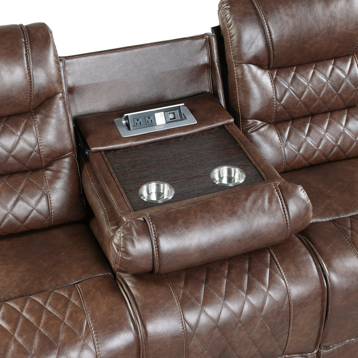 Putnam Brown Power Double Reclining Sofa by Homelegance at Eve Furniture