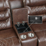 Putnam Brown Reclining Loveseat With Console by Homelegance at Eve Furniture
