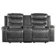 Putnam Gray Reclining Loveseat With Console by Homelegance at Eve Furniture