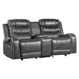Putnam Gray Reclining Loveseat With Console by Homelegance at Eve Furniture