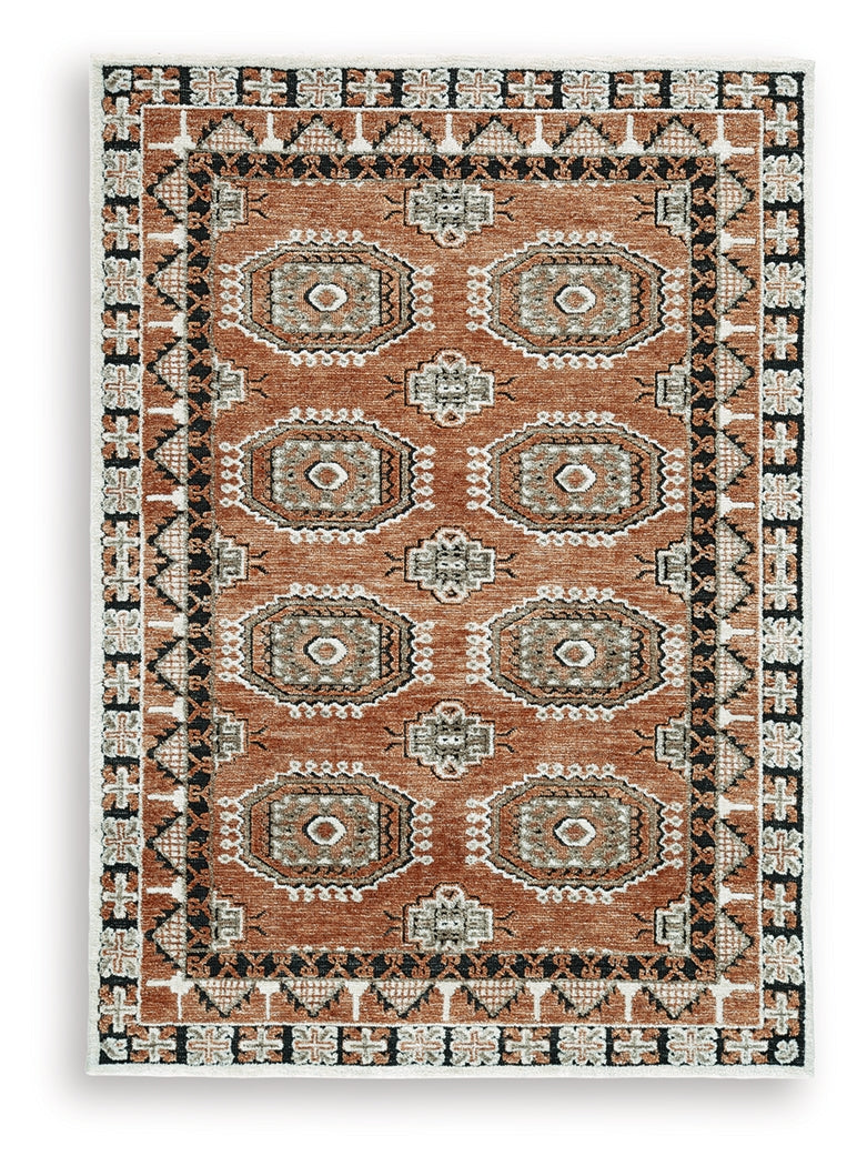 Qaabiz Sienna/Ivory/Black Medium Rug by Ashley at Eve Furniture