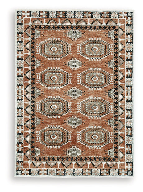 Qaabiz Sienna/Ivory/Black Medium Rug by Ashley at Eve Furniture