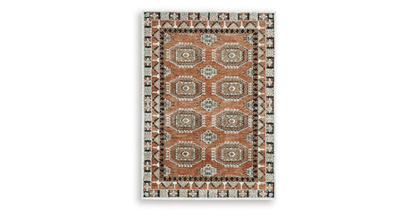 Qaabiz Sienna/Ivory/Black Medium Rug by Ashley at Eve Furniture
