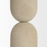 Qamra Medium Beige Textured Metal Pillar Candle Holder Candle Holder by Mercana at Eve Furniture