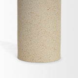 Qamra Medium Beige Textured Metal Pillar Candle Holder Candle Holder by Mercana at Eve Furniture