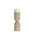 Qamra Medium Beige Textured Metal Pillar Candle Holder Candle Holder by Mercana at Eve Furniture