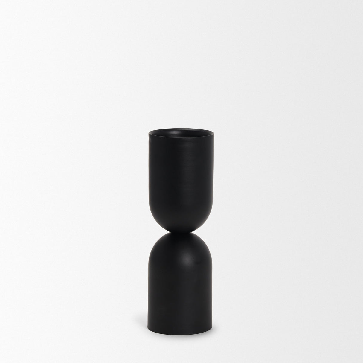 Qamra Medium Black Metal Pillar Candle Holder by Mercana at Eve Furniture