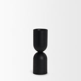 Qamra Medium Black Metal Pillar Candle Holder by Mercana at Eve Furniture