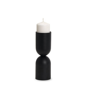 Qamra Medium Black Metal Pillar Candle Holder by Mercana at Eve Furniture