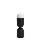 Qamra Short Black Metal Pillar Candle Holder by Mercana at Eve Furniture