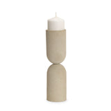 Qamra Tall Beige Textured Metal Pillar Candle Holder Candle Holder by Mercana at Eve Furniture