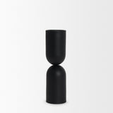 Qamra Tall Black Metal Pillar Candle Holder by Mercana at Eve Furniture