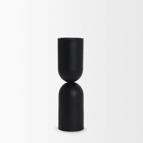 Qamra Tall Black Metal Pillar Candle Holder by Mercana at Eve Furniture