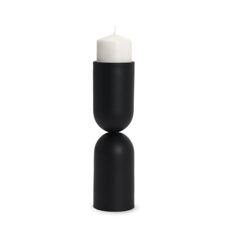 Qamra Tall Black Metal Pillar Candle Holder by Mercana at Eve Furniture