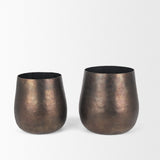 Quade Large Textured Gold Metal Planter by Mercana at Eve Furniture