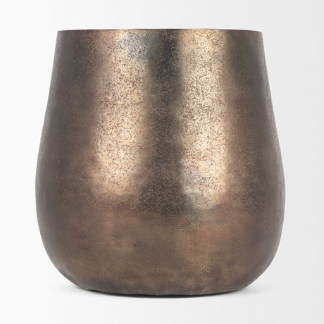 Quade Large Textured Gold Metal Planter by Mercana at Eve Furniture