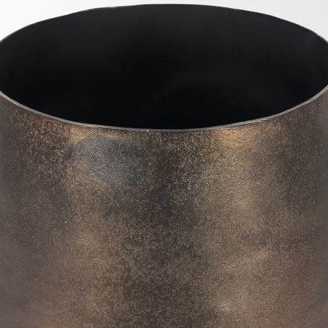 Quade Large Textured Gold Metal Planter by Mercana at Eve Furniture