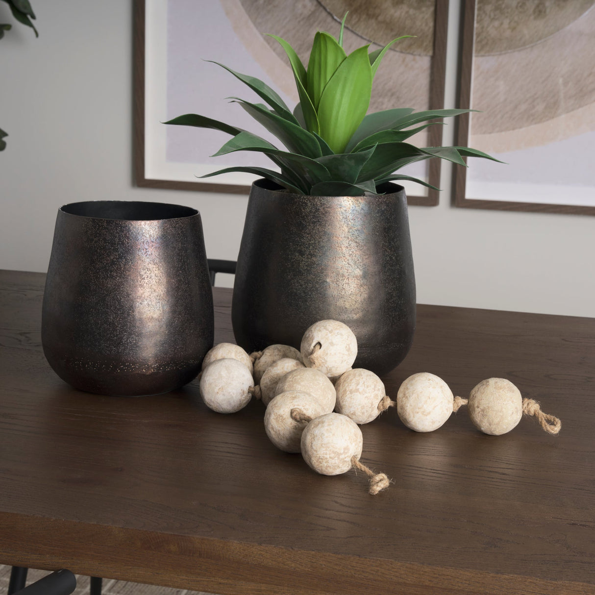 Quade Large Textured Gold Metal Planter by Mercana at Eve Furniture