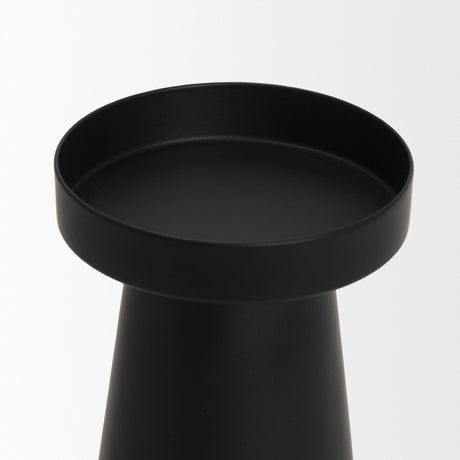 Quadir Tall Matte Black Metal Candle Holder by Mercana at Eve Furniture