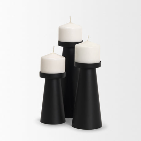 Quadir Tall Matte Black Metal Candle Holder by Mercana at Eve Furniture