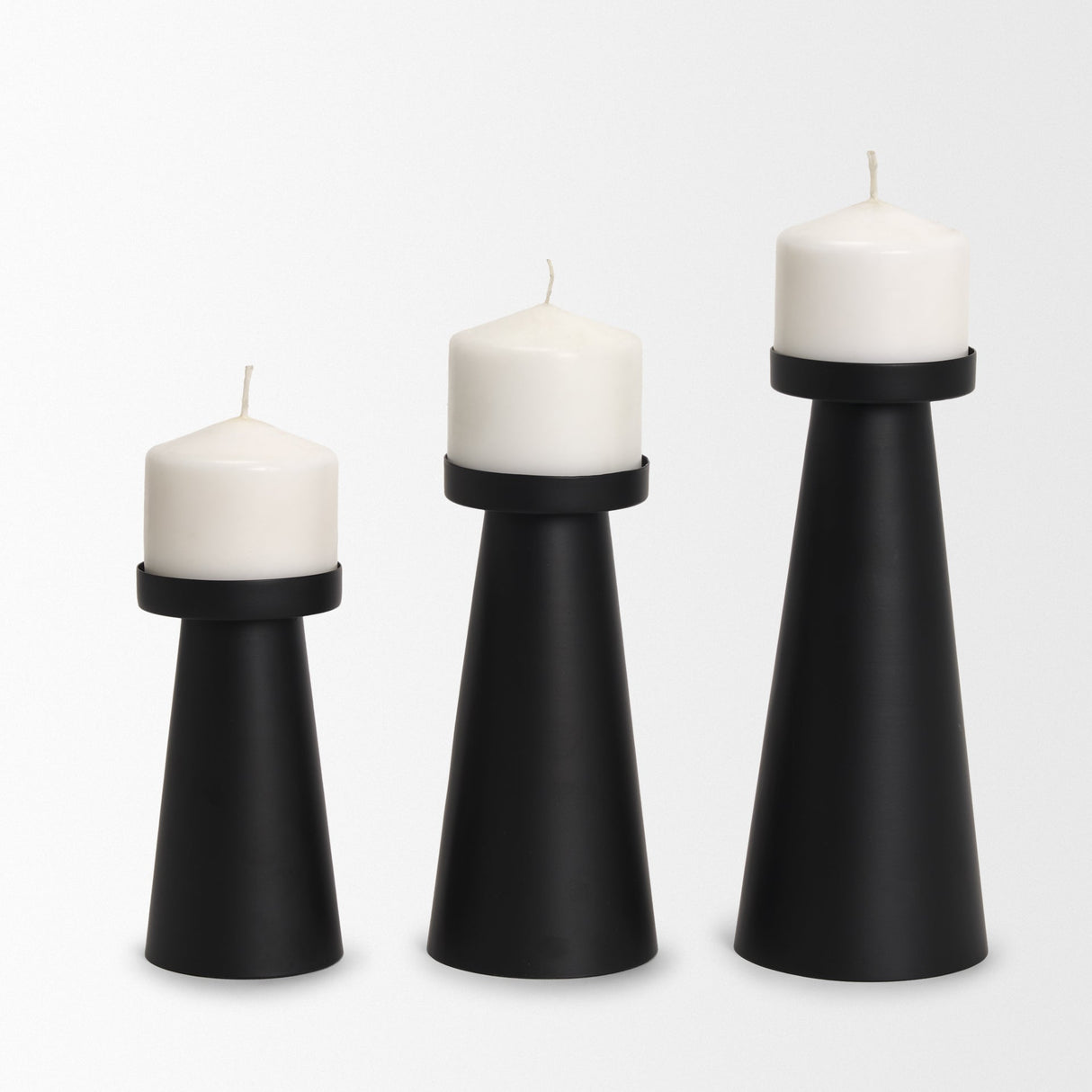 Quadir Tall Matte Black Metal Candle Holder by Mercana at Eve Furniture