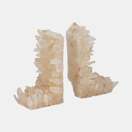 Quartz, S/2 5" Crystallized Bookends, Ivory