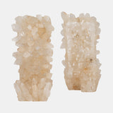 Quartz, S/2 5" Crystallized Bookends, Ivory