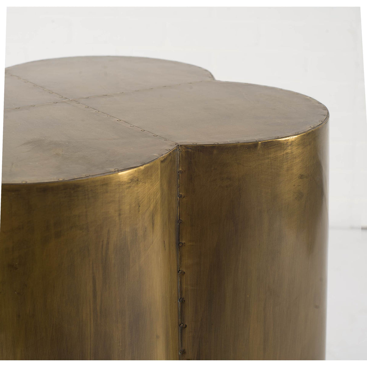 Quatrefoil 18L x 18W Gold Flower W/ Wooden Top Brass Cladding Accent Table by Mercana at Eve Furniture