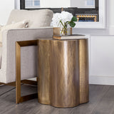 Quatrefoil 18L x 18W Gold Flower W/ Wooden Top Brass Cladding Accent Table by Mercana at Eve Furniture