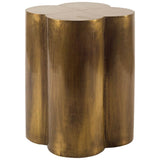 Quatrefoil 18L x 18W Gold Flower W/ Wooden Top Brass Cladding Accent Table by Mercana at Eve Furniture