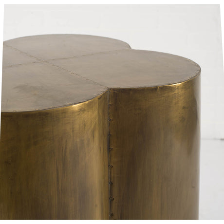 Quatrefoil Gold Flower W/ Wooden Top Brass Cladding Accent Table by Mercana at Eve Furniture