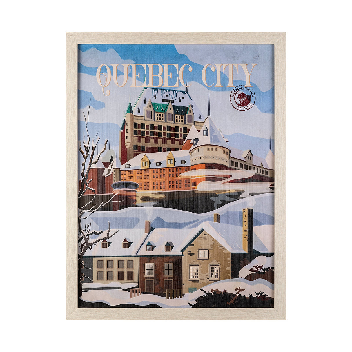 Quebec City Go Canada (L) by Mercana Studio a Hand Embellished Decograph Framed Art Print by Mercana at Eve Furniture